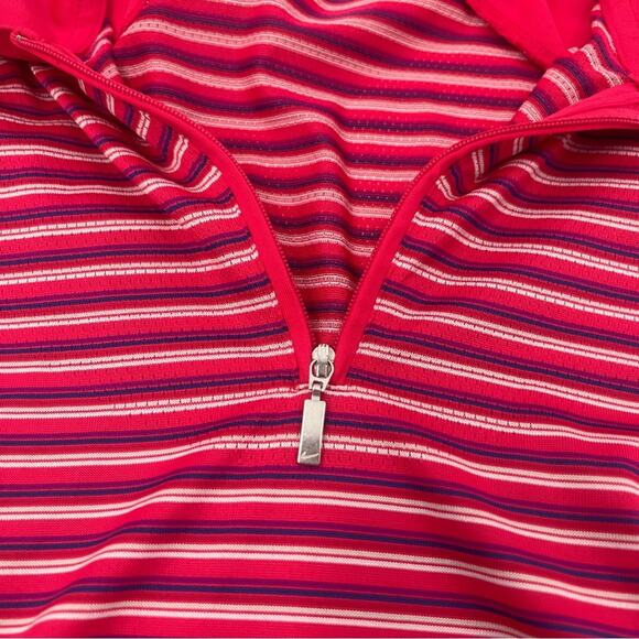 Nike Golf Women’s Pink Polo Shirt Quarter Zip Top Striped - Picture 3 of 5